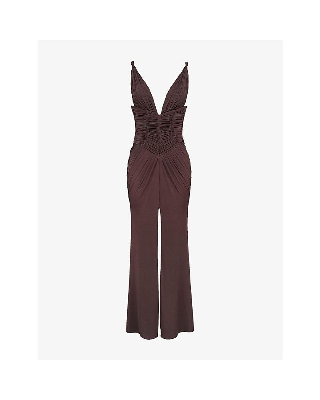 House Of Cb Purple Tabitha Plunge-Neck Jersey Maxi Dress