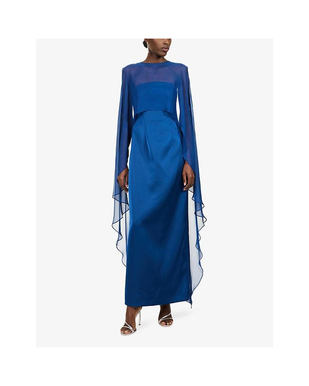 Jonathan Simkhai Blue Fiora Satin Organza Cape Gown