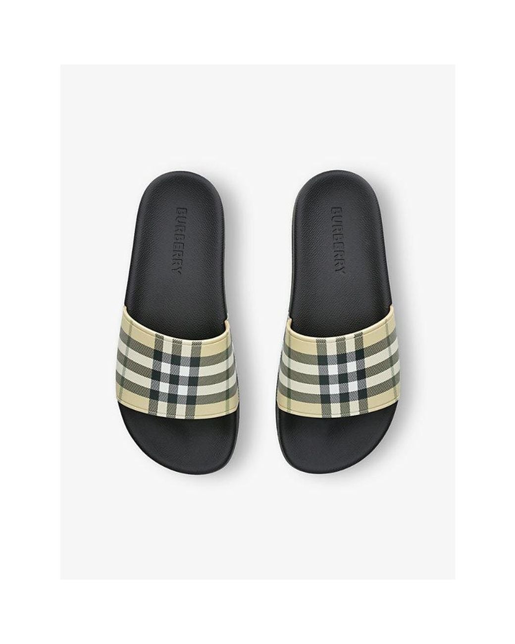 Burberry Multicolor Check-Print Canvas Sliders