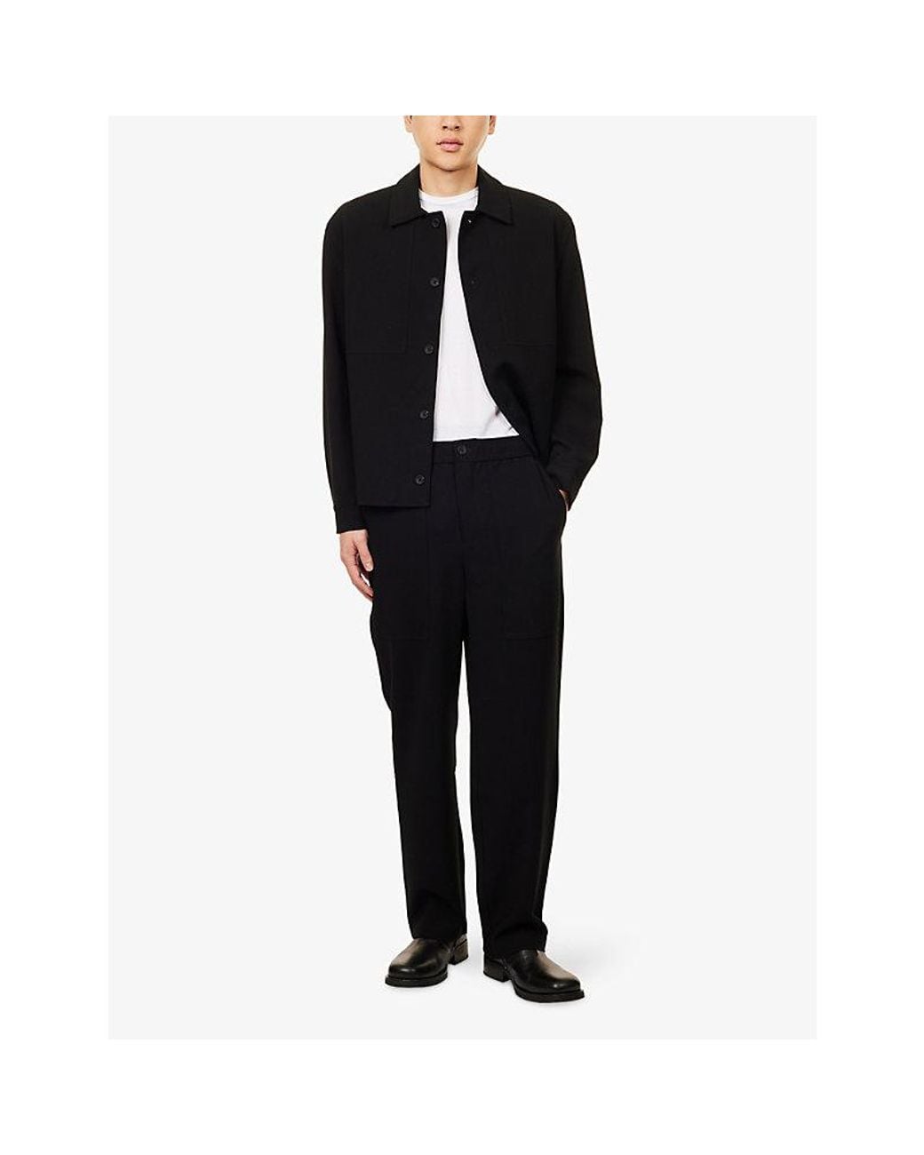 Raith Black Julien Wide-Leg Stretch-Woven Trousers for men