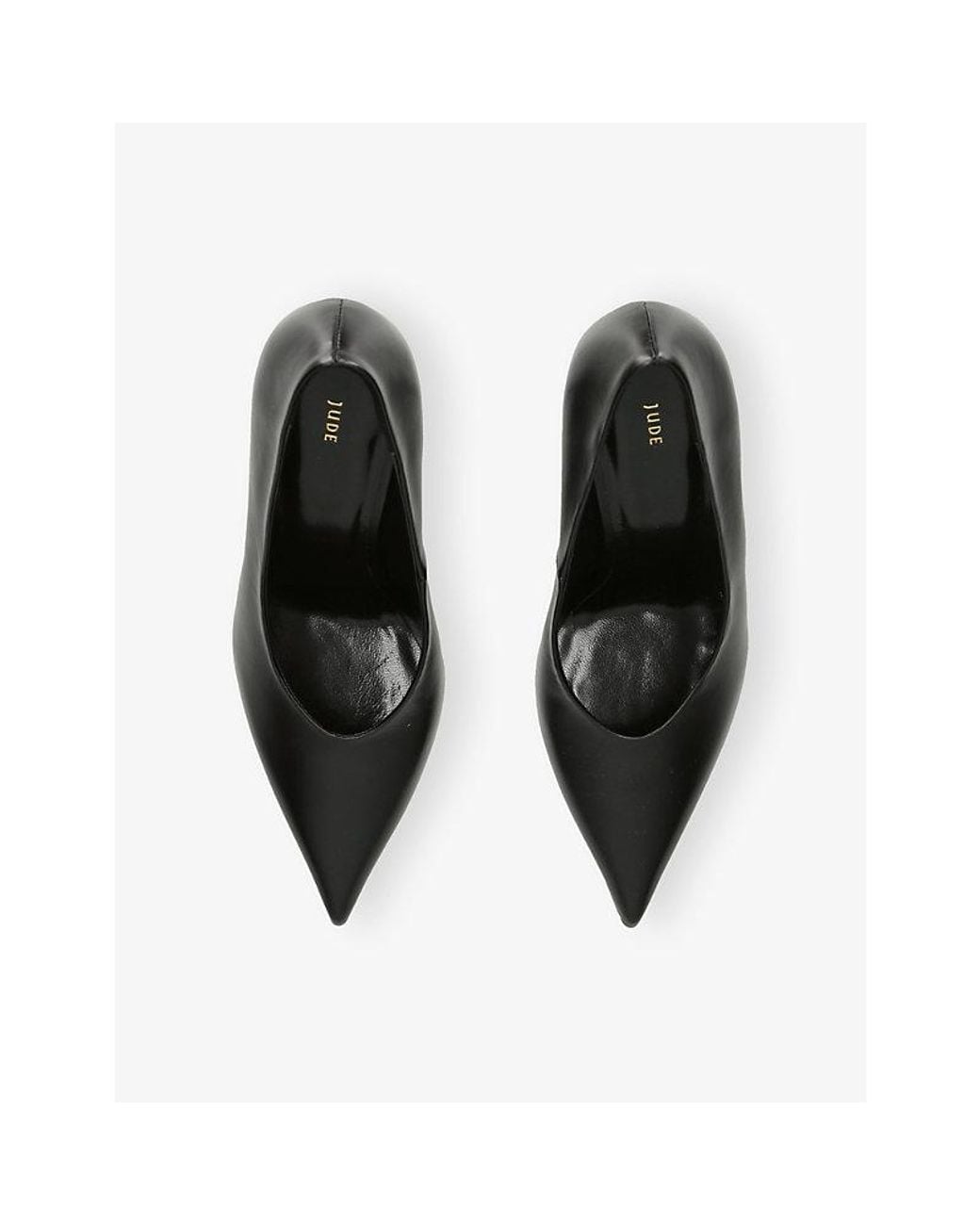 Jude Black Kiss Heeled Leather Courts