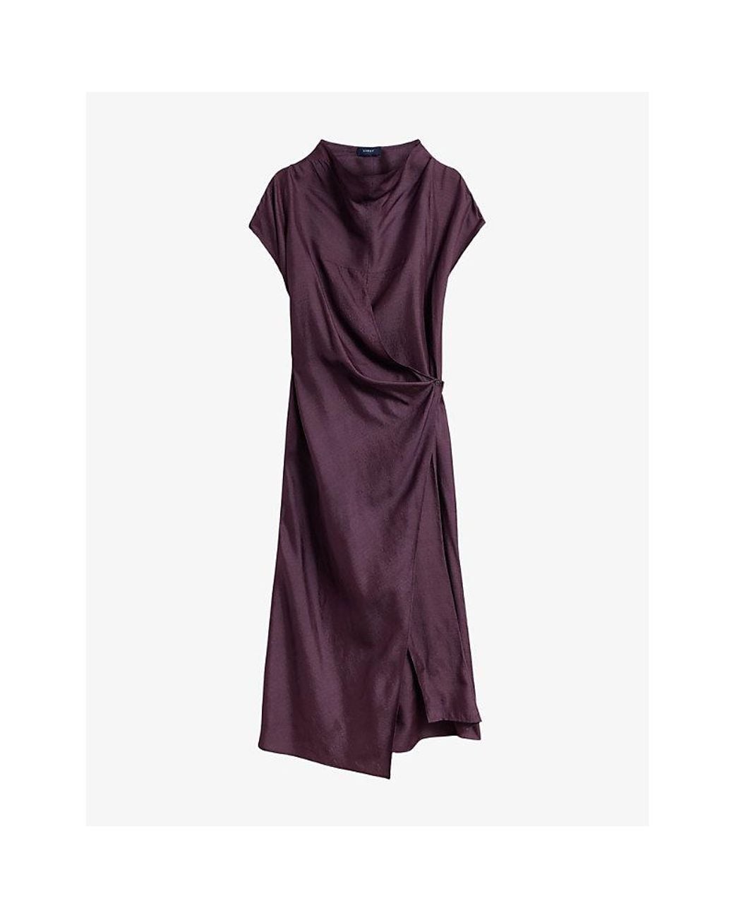 Soeur Purple Foggia Cowl-Neck Silk Midi Dress