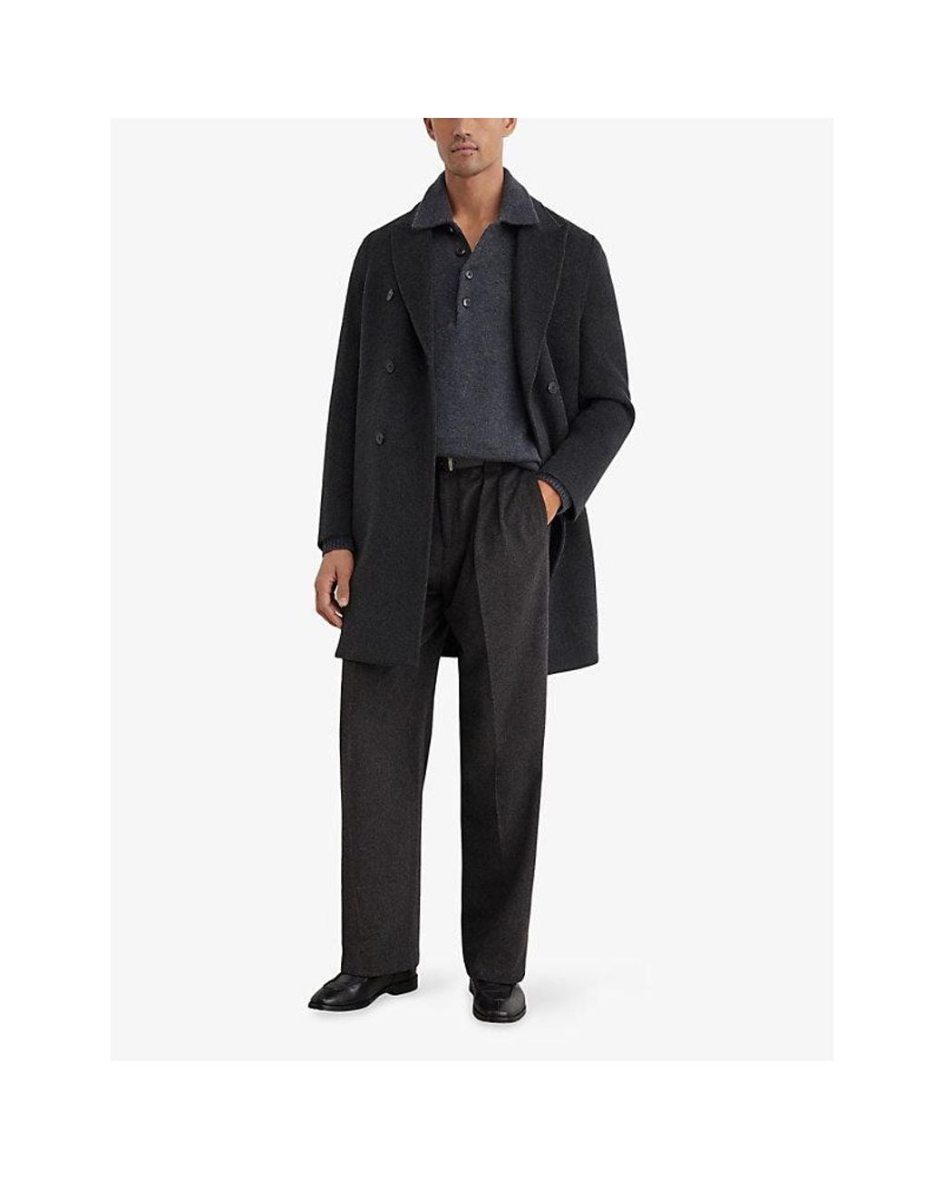 Reiss Gray Farell Relaxed-Fit Wool-Blend Trousers for men