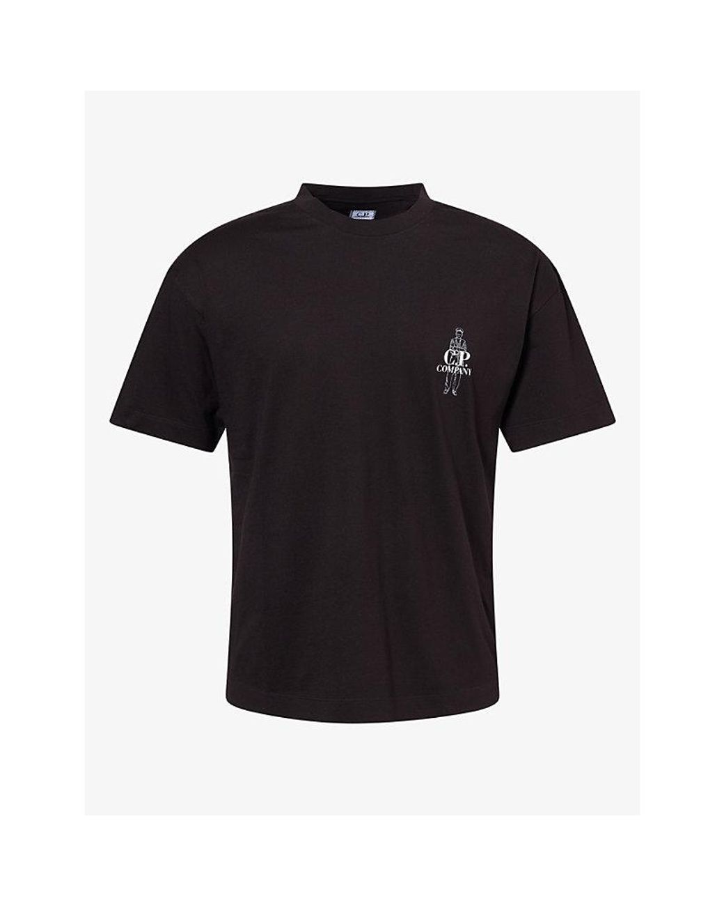 C P Company Black Sailor-Print Relaxed-Fit Cotton T-Shirt for men