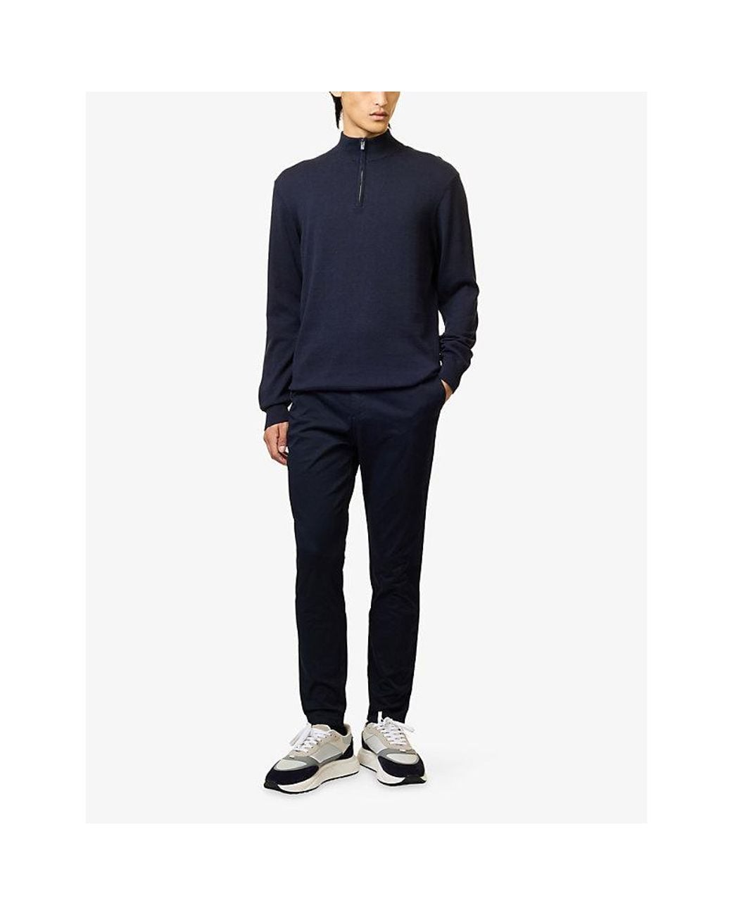 Arne Blue Tailored Slim-Fit Cotton-Stretch Chino Trousers for men