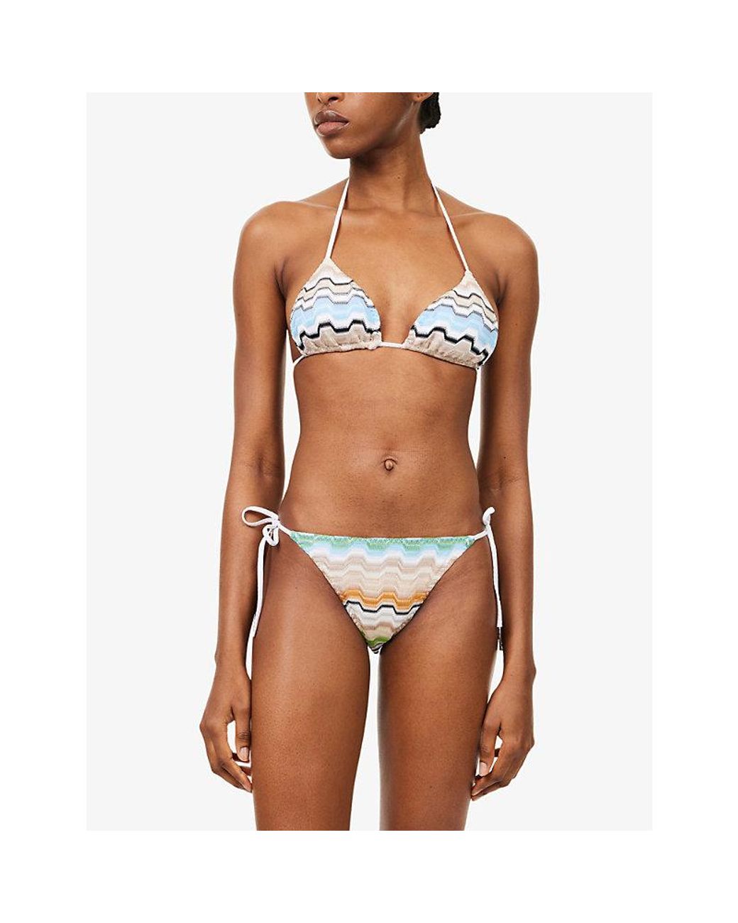 Missoni White Zigzag-Pattern Triangle Bikini Set