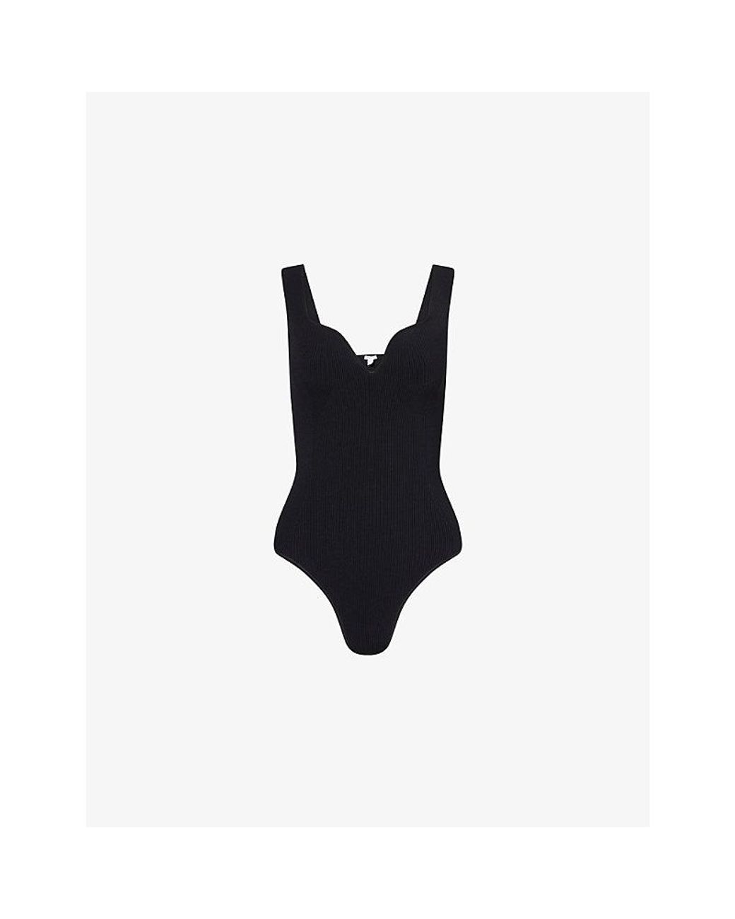 Alaïa Black Sweetheart-Neck Sleeveless Knit Bodysuit
