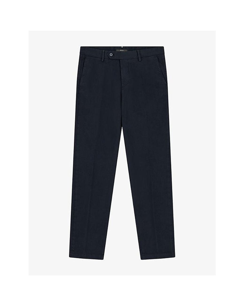 Boggi Blue Straight Regular-Fit Stretch-Cotton Trousers for men