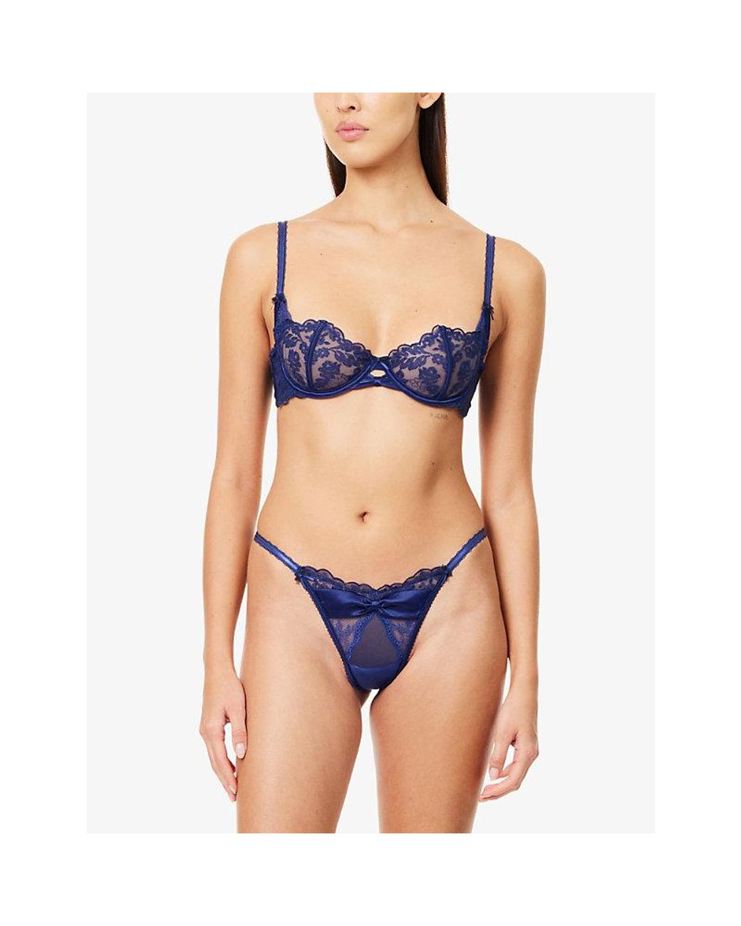 Lounge Underwear Blue Attract Lace Thong