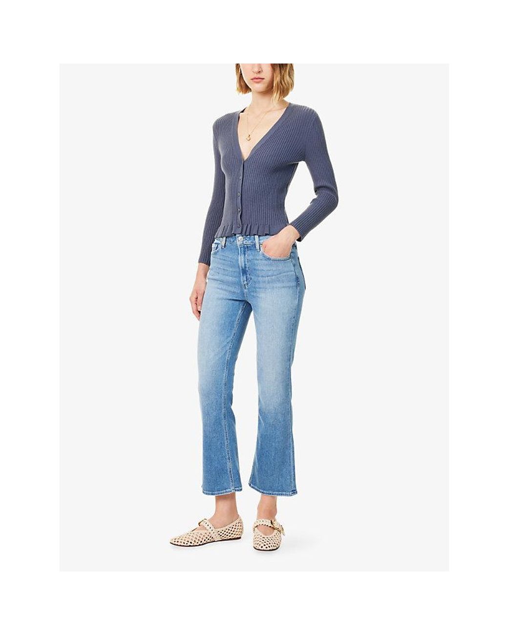 PAIGE Blue Mason Crop Boot Cotton Denim Jeans