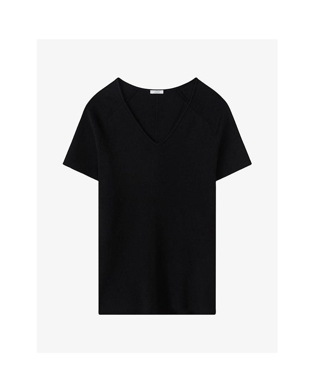 Joseph Black Elly V-Neck Short-Sleeve Silk Top