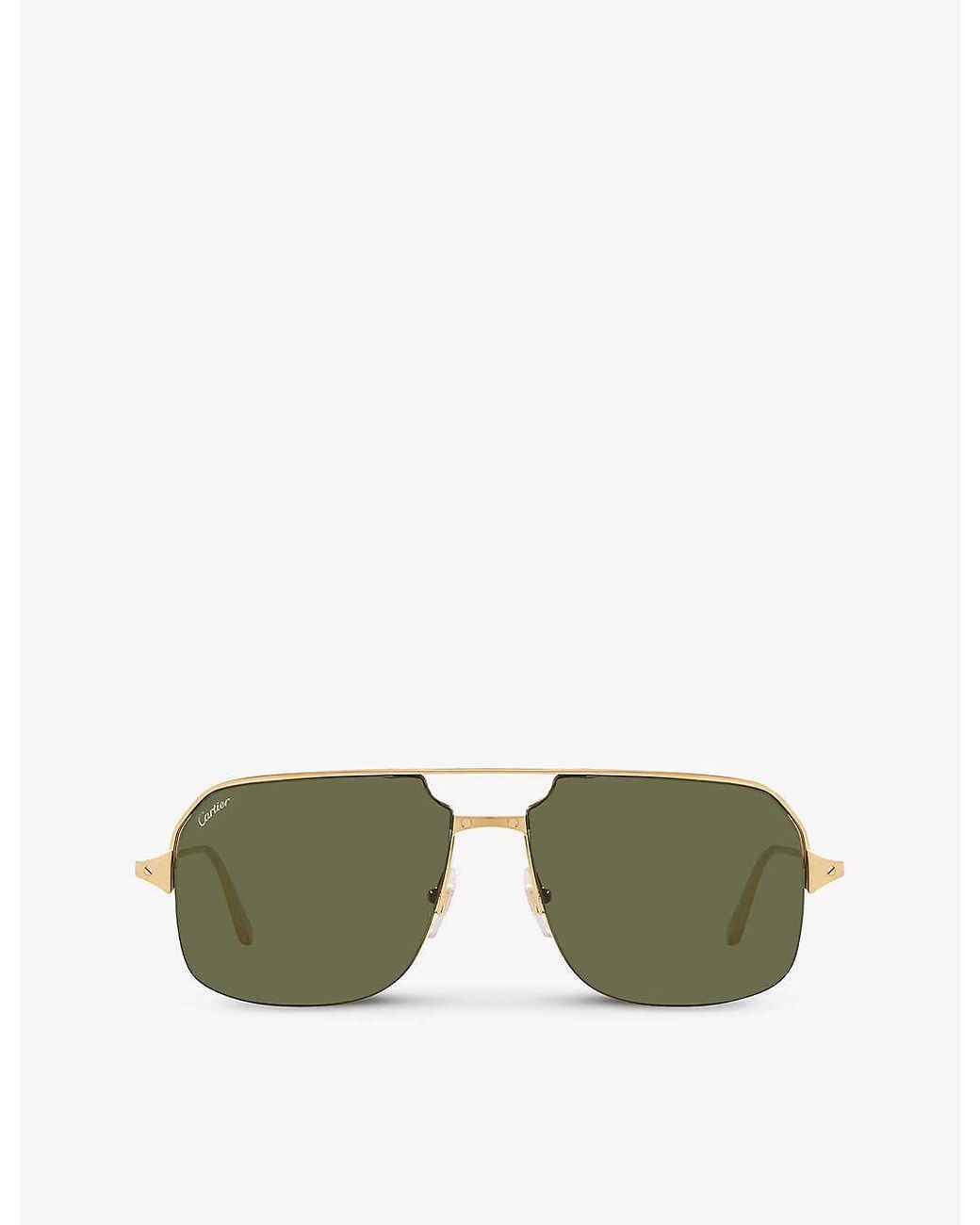 Cartier C Décor Square Metal Sunglasses in Brown for Men | Lyst