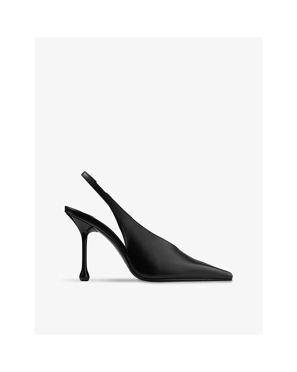 Jimmy Choo Black Isa 95 Slingback Leather Heeled Courts