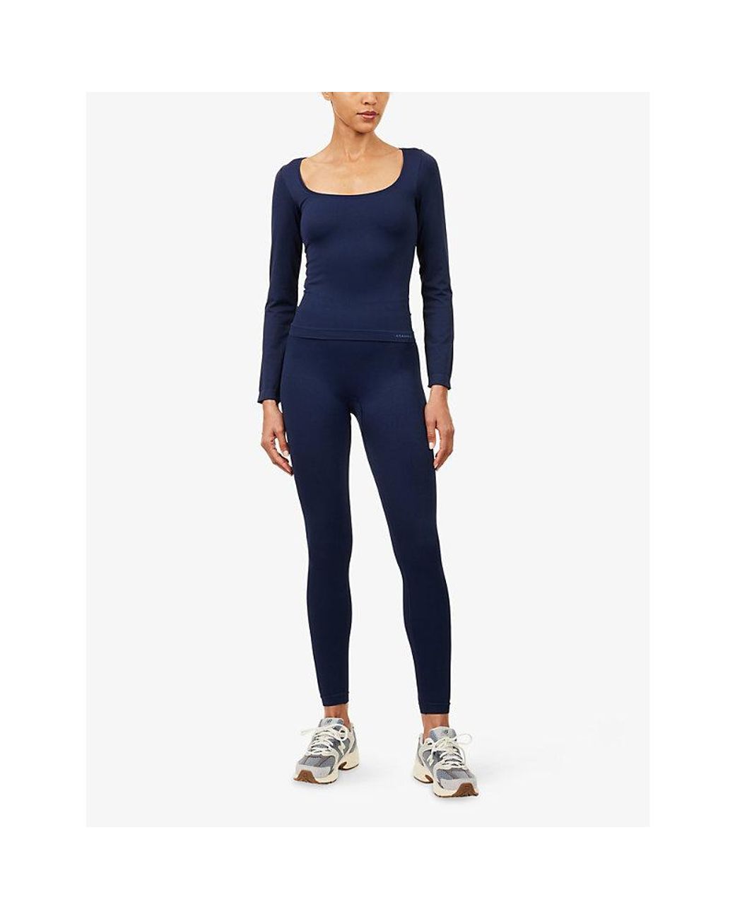 ADANOLA Blue Classic Seamless Long-Sleeve Workout Top