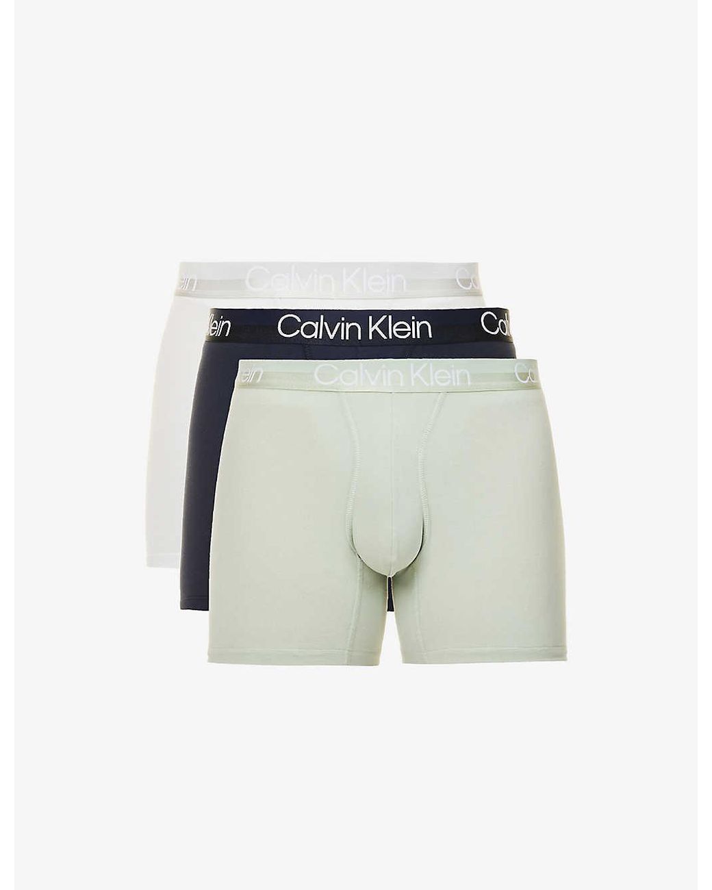 Calvin Klein Logo-waistband Mid-rise Pack Of Three Stretch-cotton Blend  Brief for Men