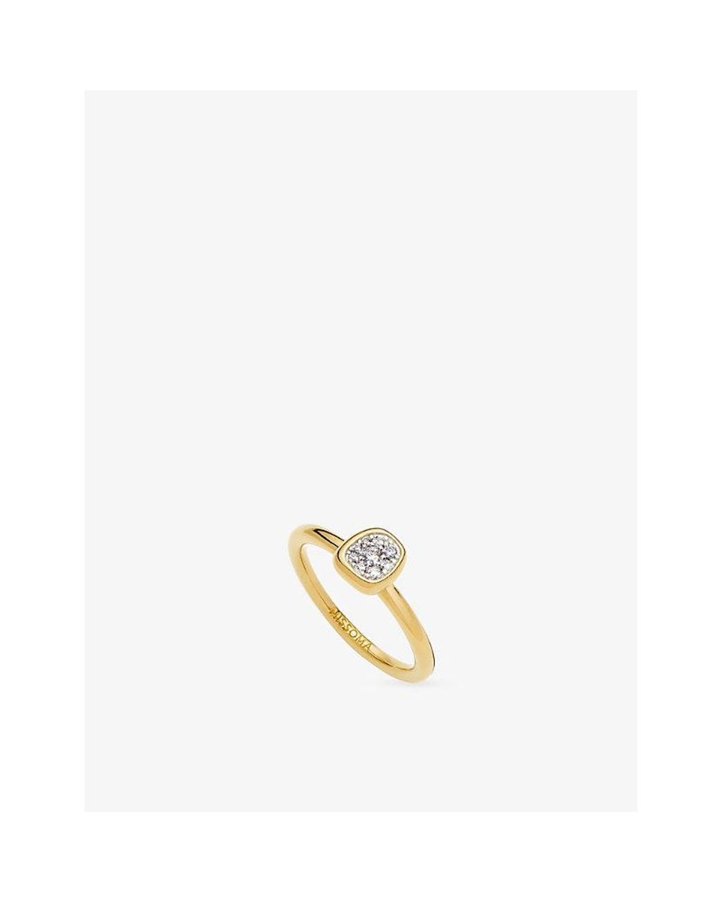 Missoma Metallic Molten Soft Square Pavé 18Ct-Plated Brass Ring