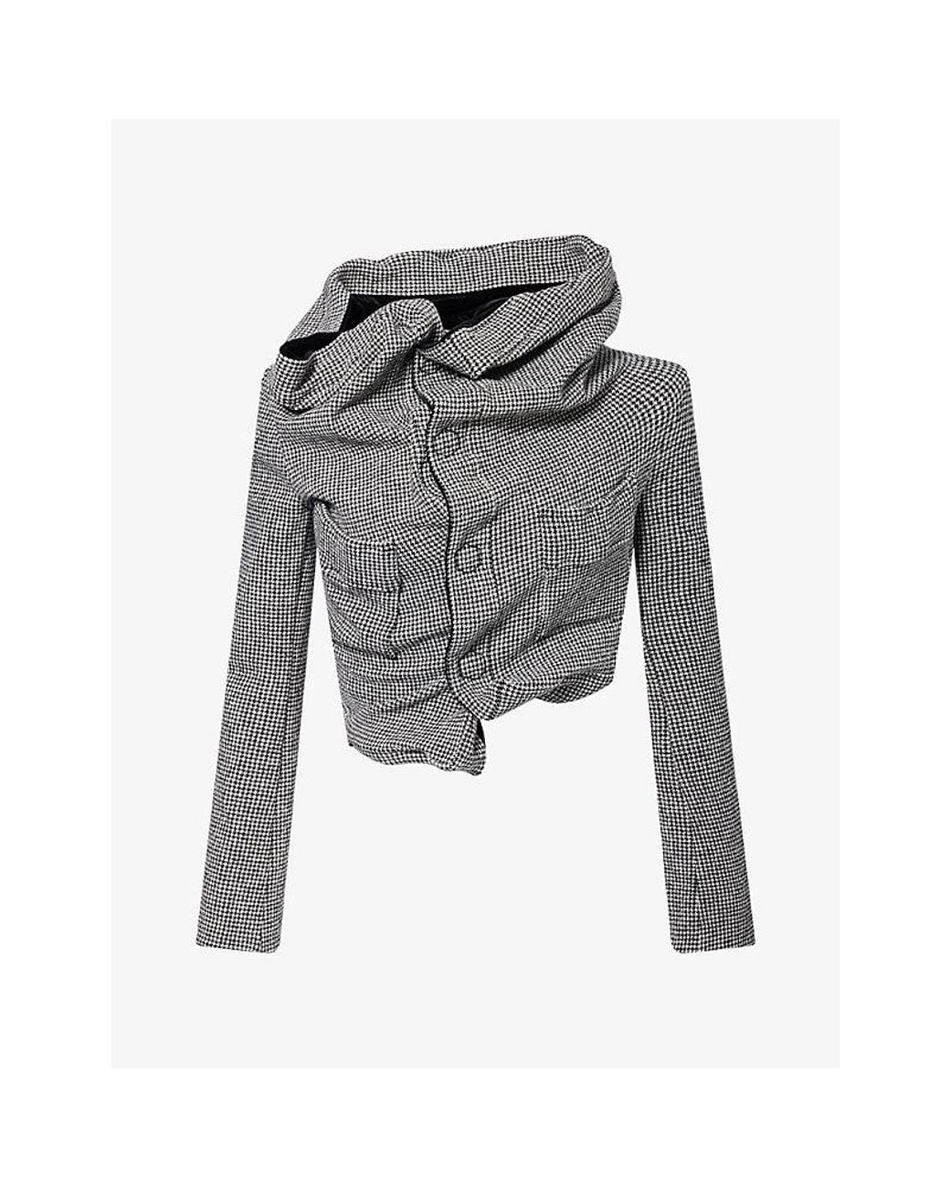 Junya Watanabe Gray Asymmetric Cropped Wool-Blend Jacket