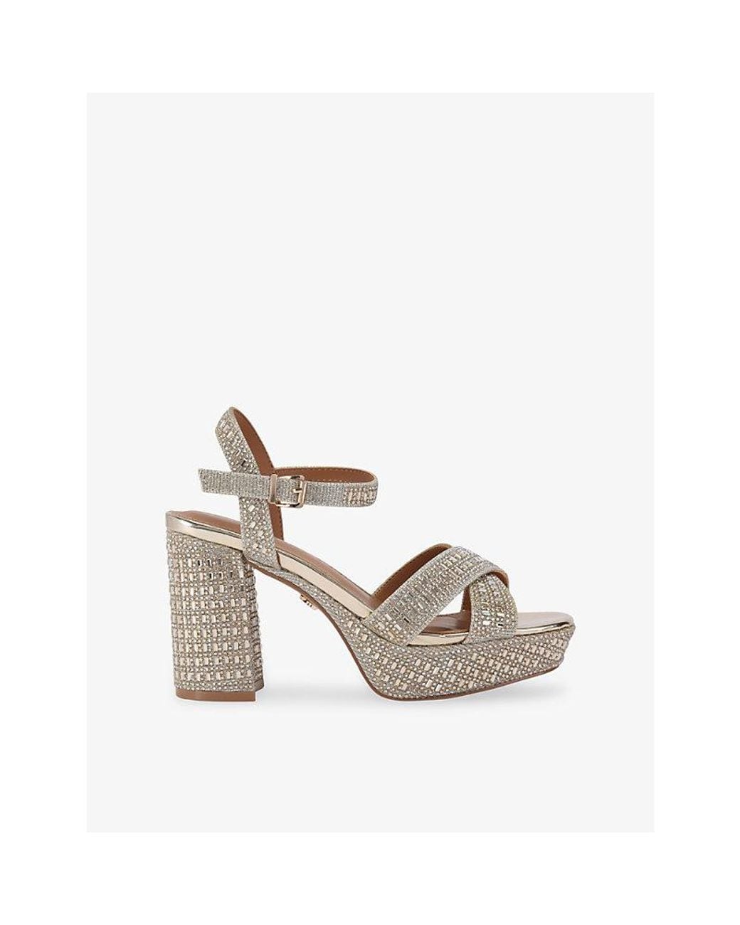 KG by Kurt Geiger White Fleur Metallic-Woven Platform Sandals