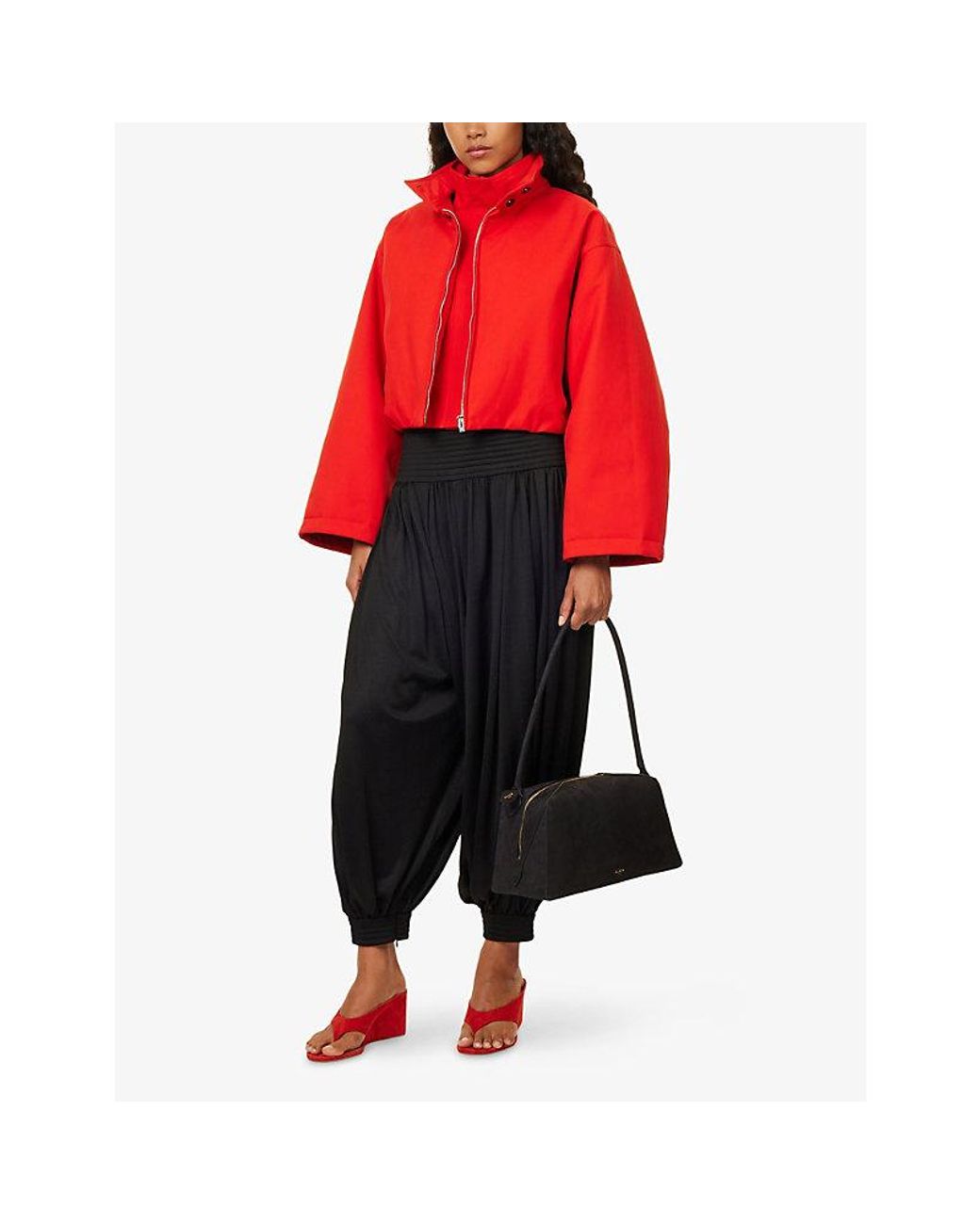 Alaïa Layered High-Neck Cotton-Garbadine Bomber Jacket