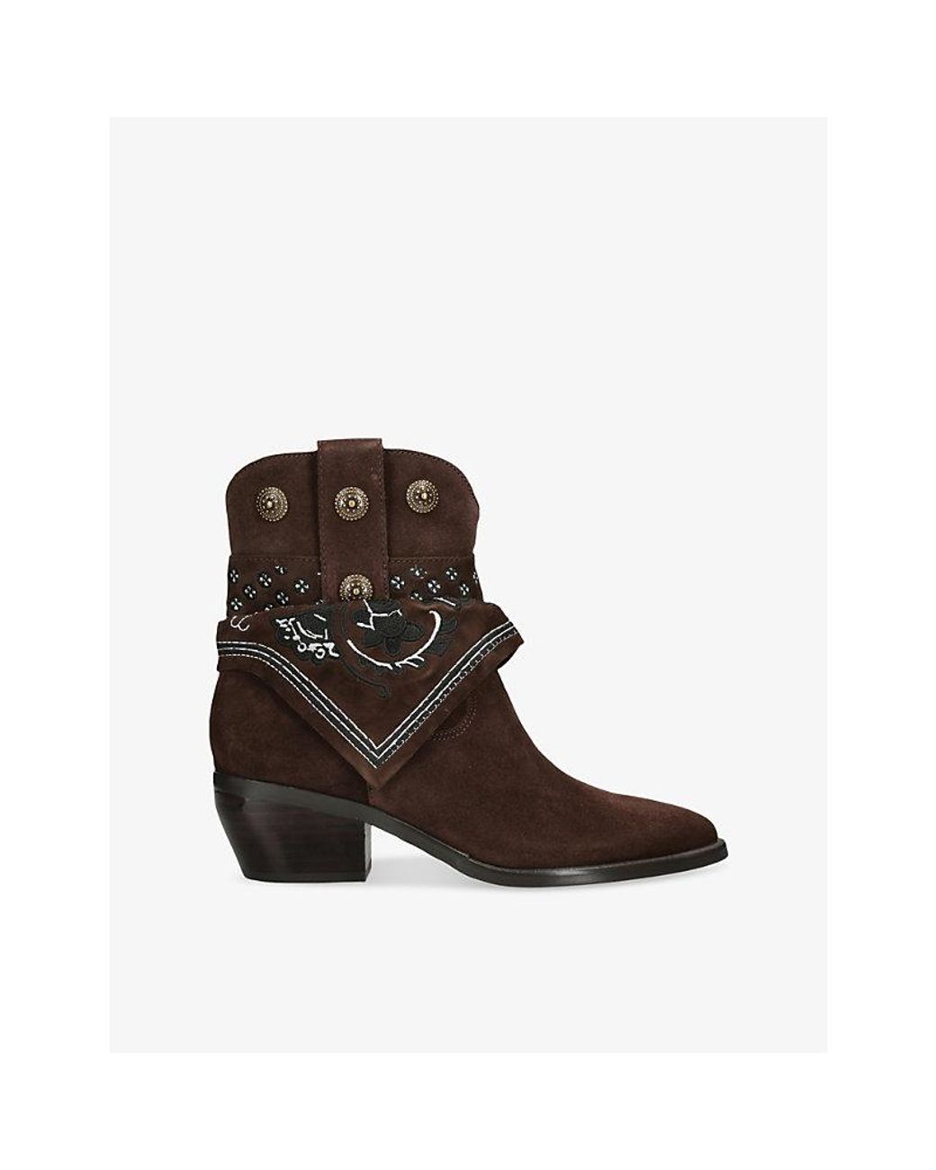 Dolce Vita Brown Mekala Heeled Suede Ankle Boots