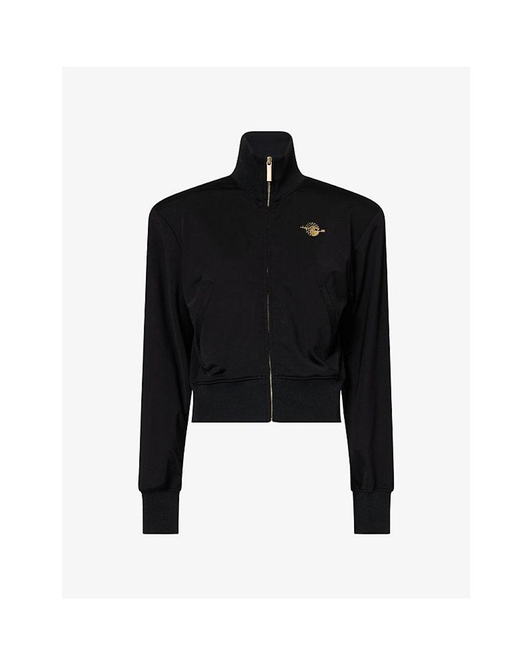 Jay3Lle Black Cropped Brand-Embroidered Jersey Jacket