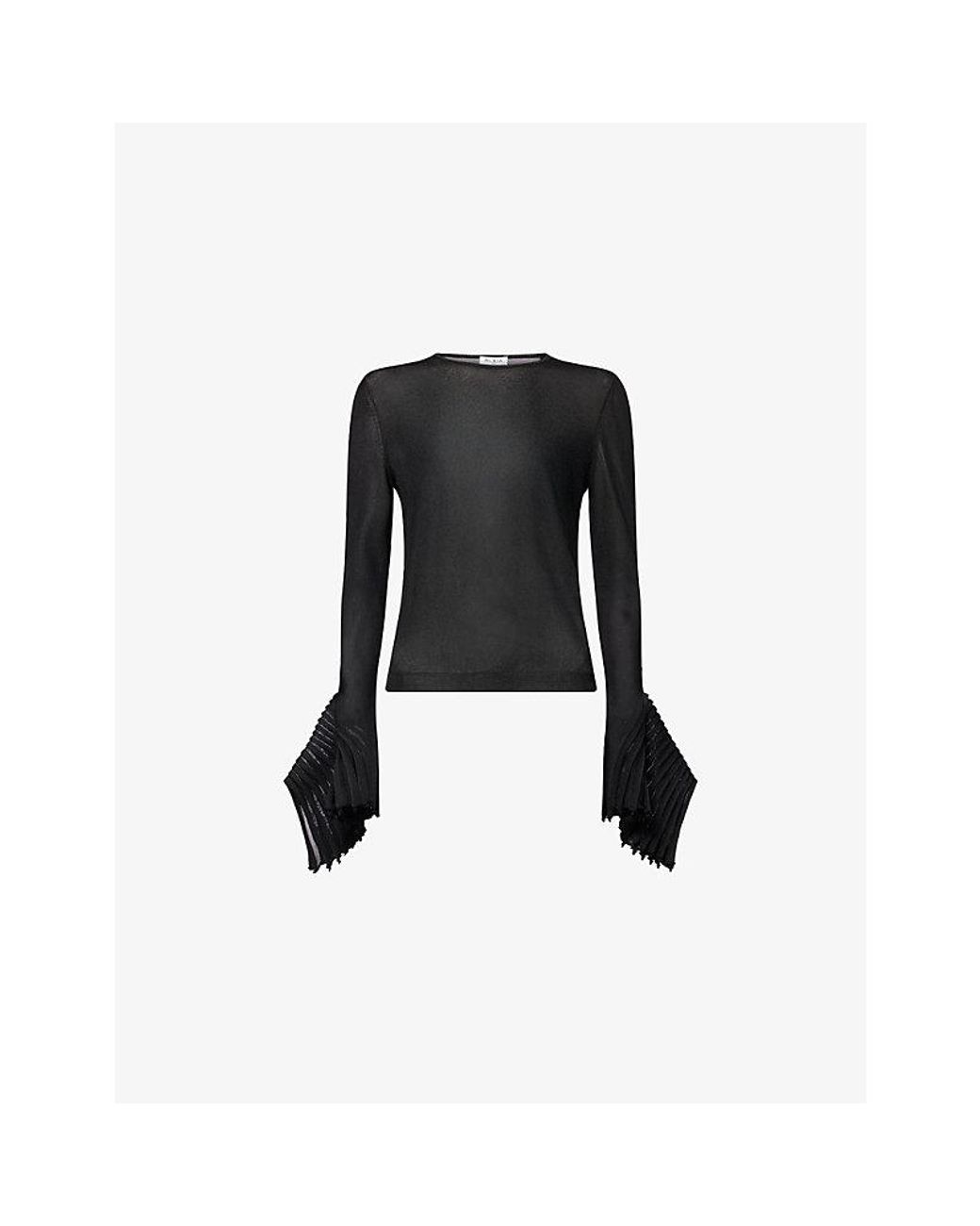 Alaïa Black Bell Sleeve Knitted Top