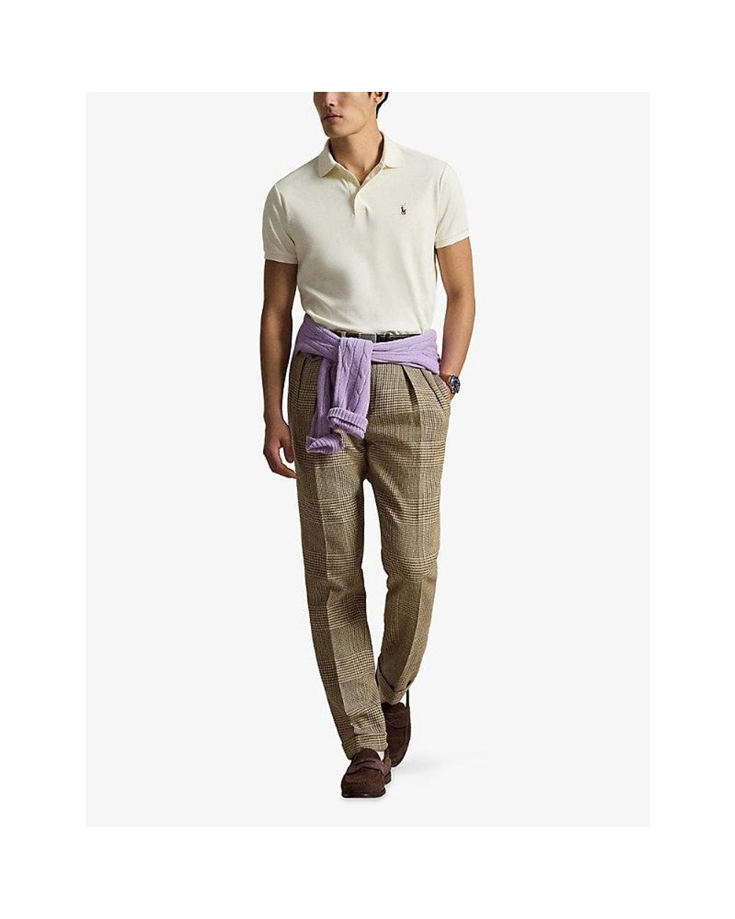 Polo Ralph Lauren White Logo-Embroidery Short-Sleeved Cotton Polo Shirt for men