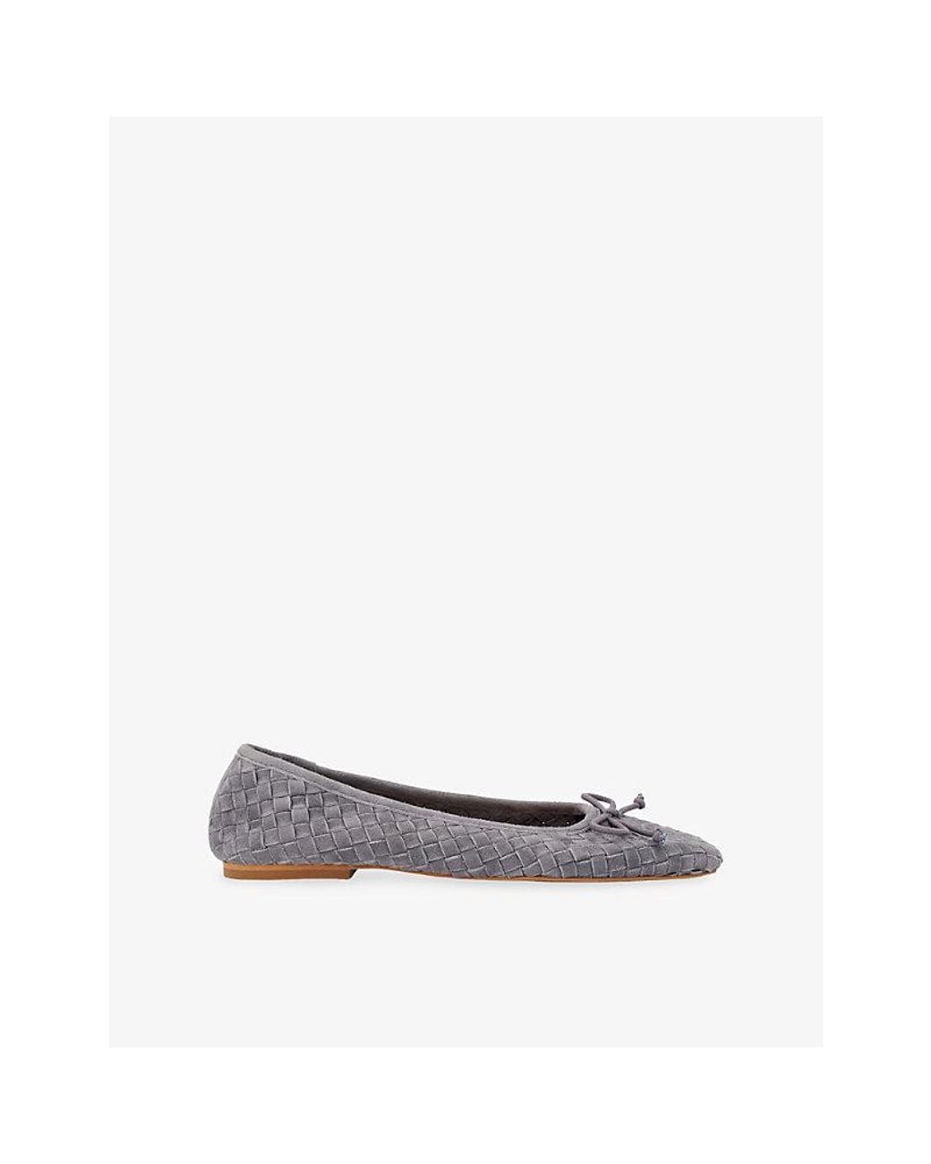 Dune White Heat Woven Suede Ballet Flats