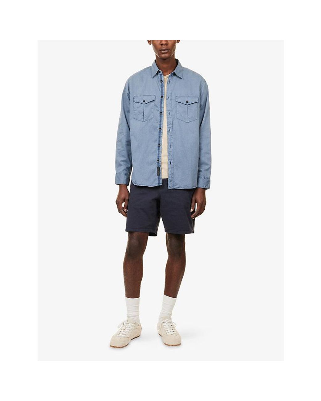 Rag & Bone Blue Aero Slim-Fit Stretch-Cotton Shorts for men