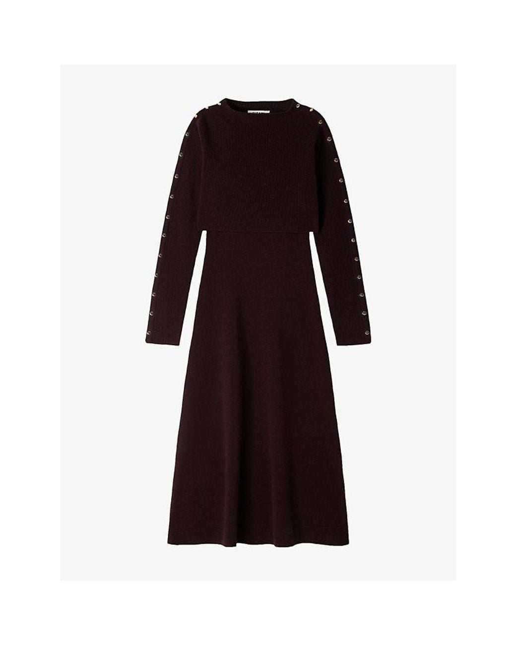 Sandro Black Embellished Two-In-One Wool And Cashmere-Blend Maxi Dress