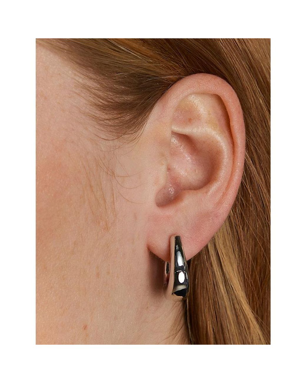 Astrid & Miyu White Horseshoe Medium-Plated Brass Hoop Earrings