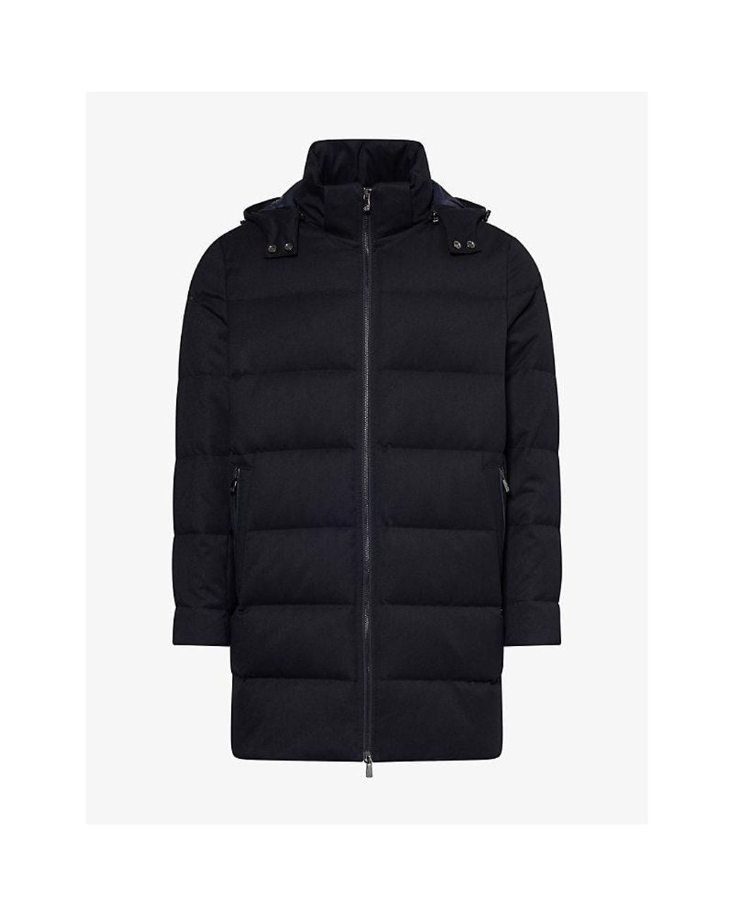 Corneliani Blue Technical Padded Poplin Coat for men