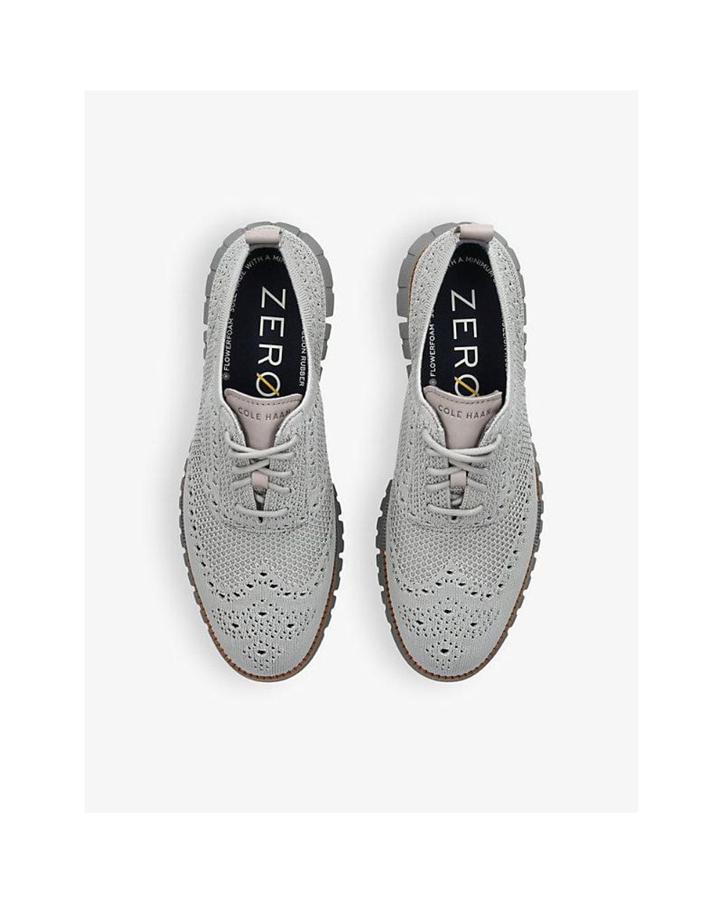 Cole Haan Gray Zerøgrand Wingtip Stitchlite Knitted Oxford Shoes for men