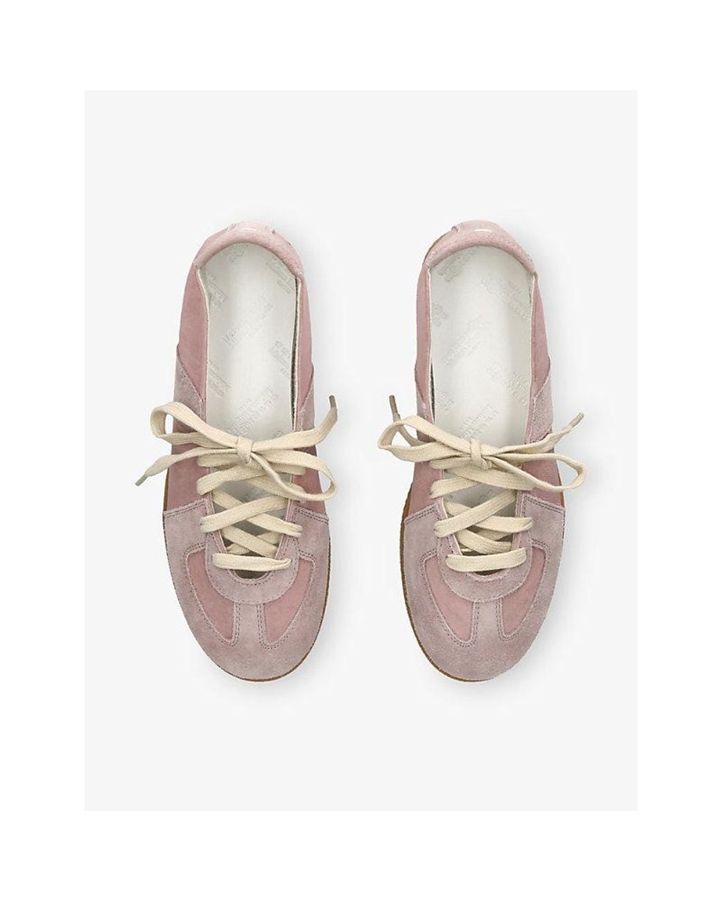 Maison Margiela Pink Replica Laced Suede Ballet Flats