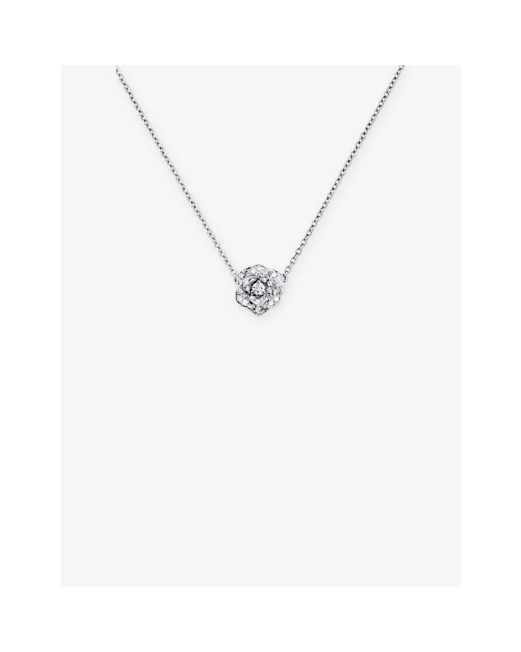 Piaget White Rose 18Ct- And 0.22Ct Diamond Pendant Necklace
