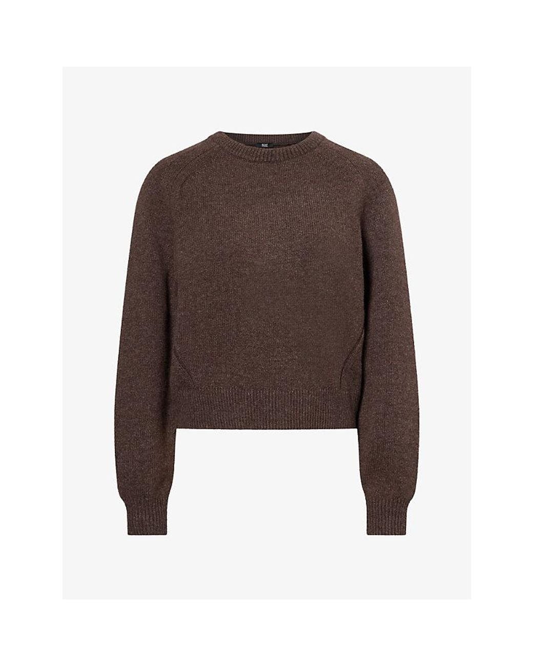 PAIGE Brown Zaire Ribbed-Trim Wool-Blend Jumper