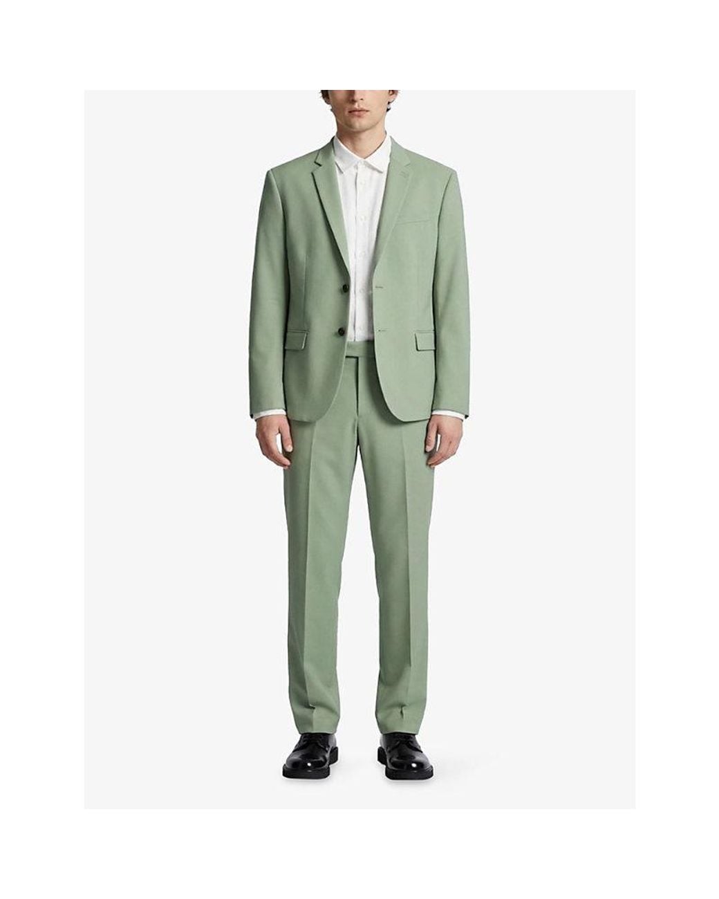The Kooples Green Notch-Lapel Single-Breasted Wool Blazer for men