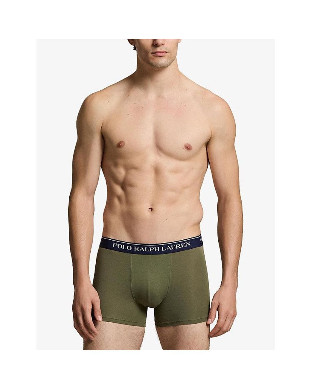 Polo Ralph Lauren Blue Branded-Waistband Pack Of Three Jersey Trunks for men