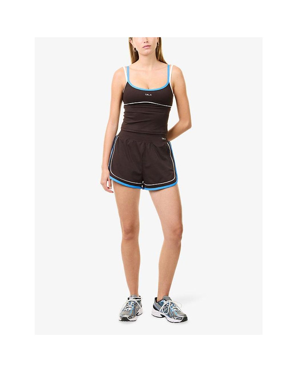 WE Are Tala Gray Skinluxe Contrast-Strap Jersey Vest Top