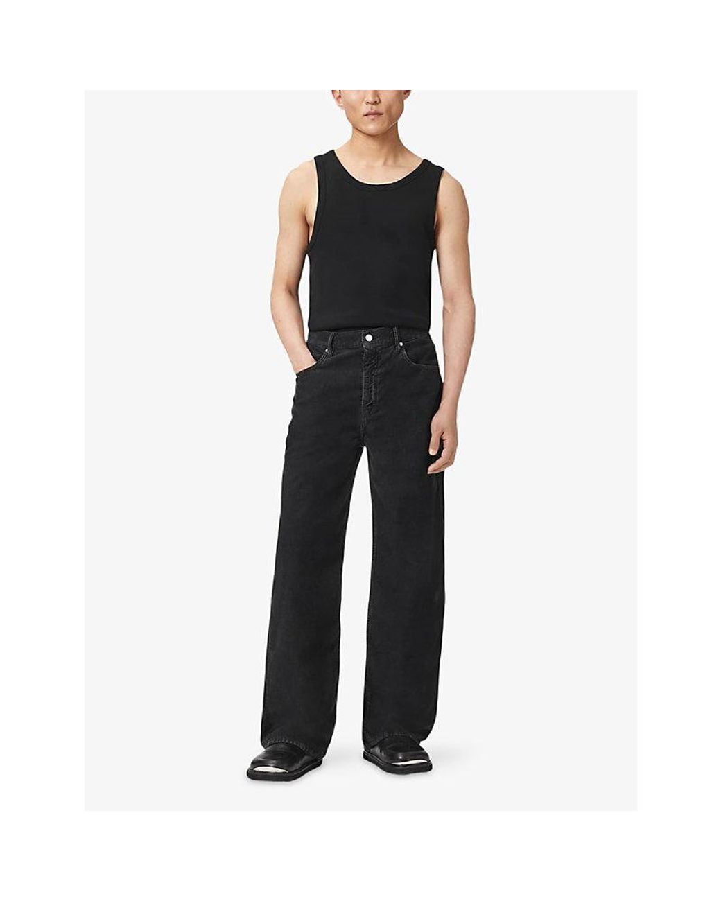 AllSaints Black Lenny Regular-Fit Wide-Leg Jeans for men