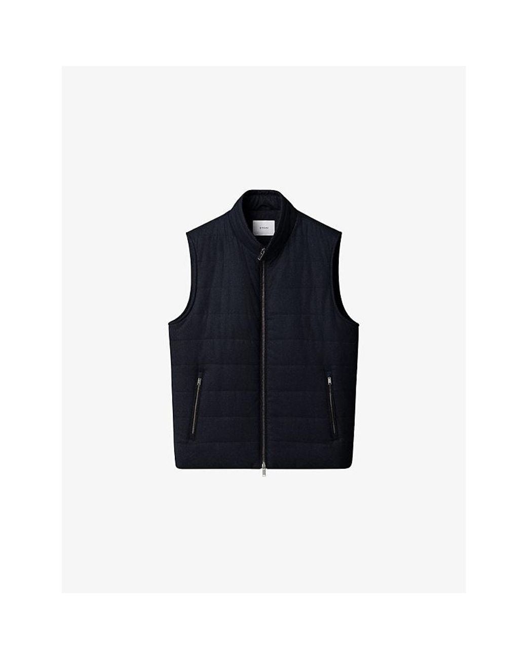 Eton of Sweden Blue Flannel Zip Wool Vest for men