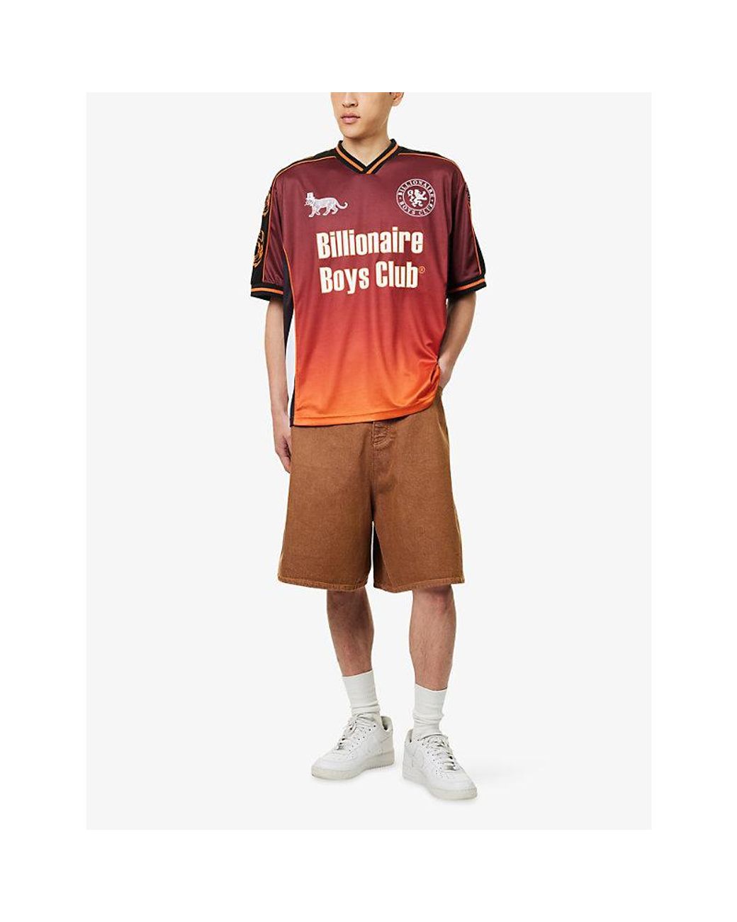 BBCICECREAM Red Logo-Print Panelled Jersey Football Shirt for men
