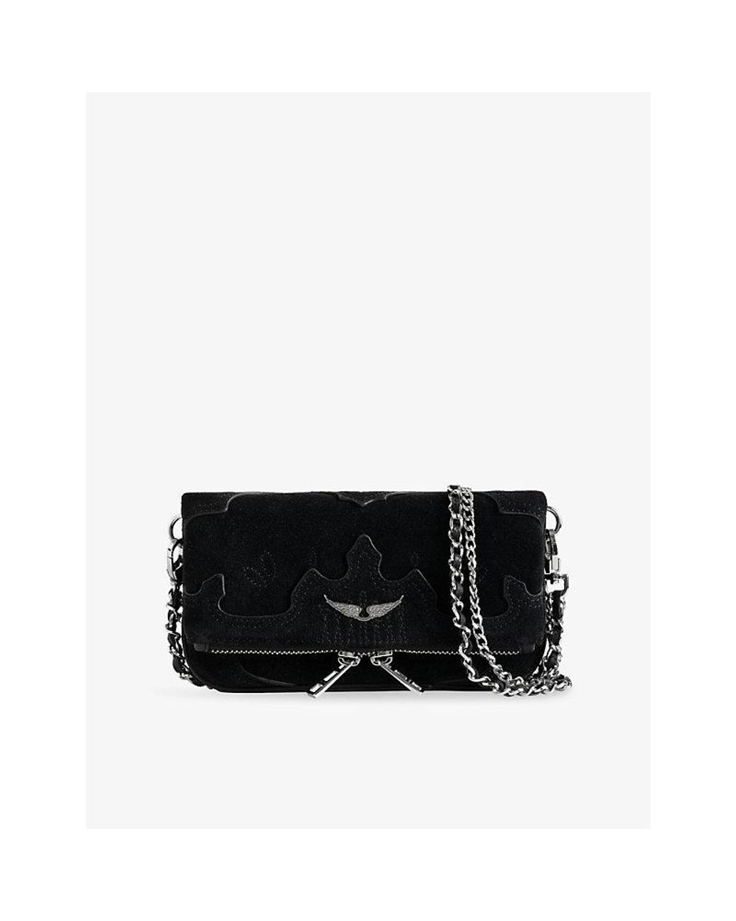 Zadig & Voltaire Black Rock Nano Mini Suede Western Clutch Bag
