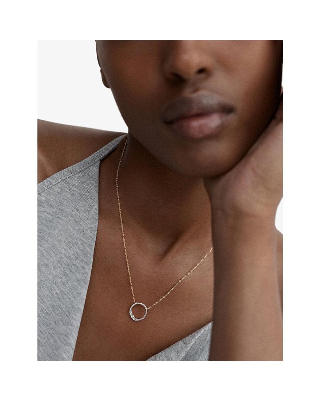 Monica Vinader Metallic Riva Pave 18Ct Vermeil And Lab Grown Diamond Necklace