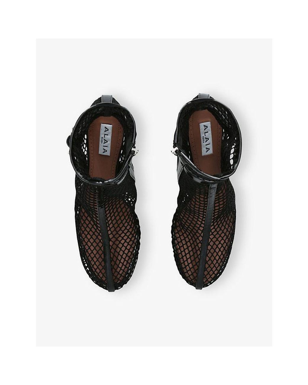 Alaïa Black Fishnet 55 Leather Ankle Boots