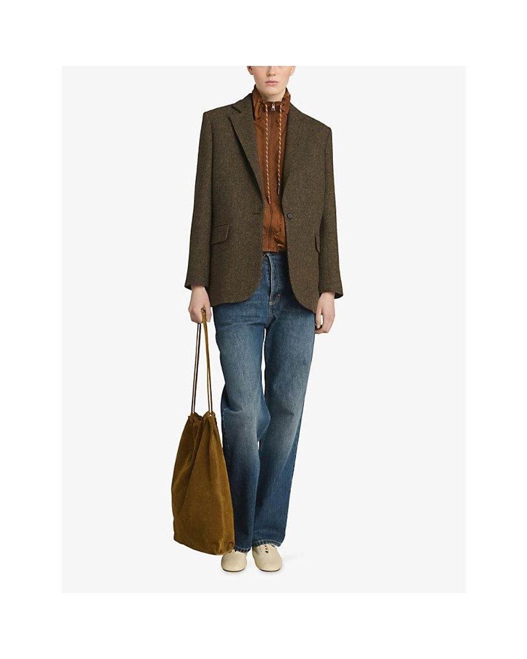 Soeur Green Sevres Single-Breasted Wool Blazer