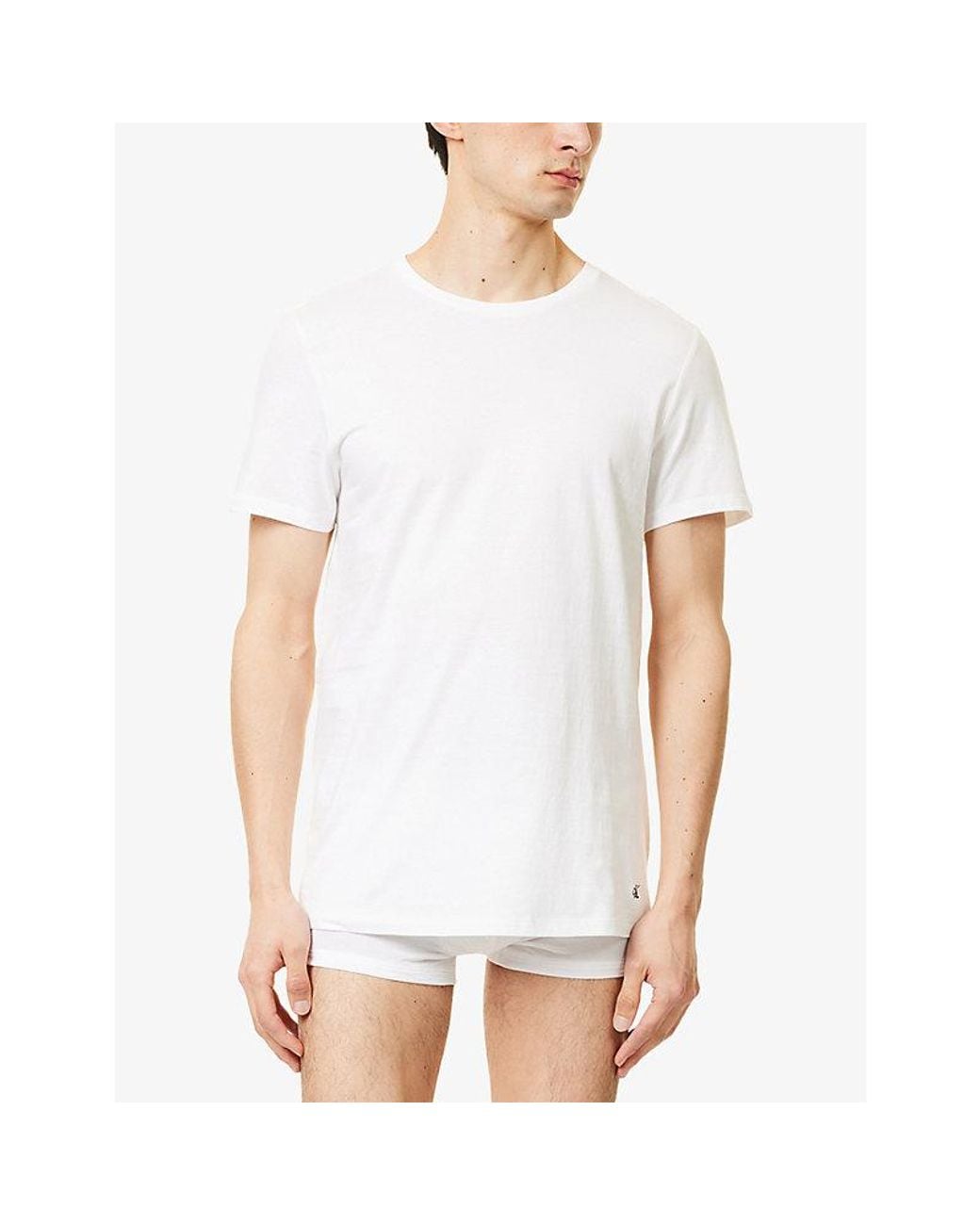 Calvin Klein White Crewneck Logo-Embroidered Pack Of Three Cotton-Jersey T-Shirts for men