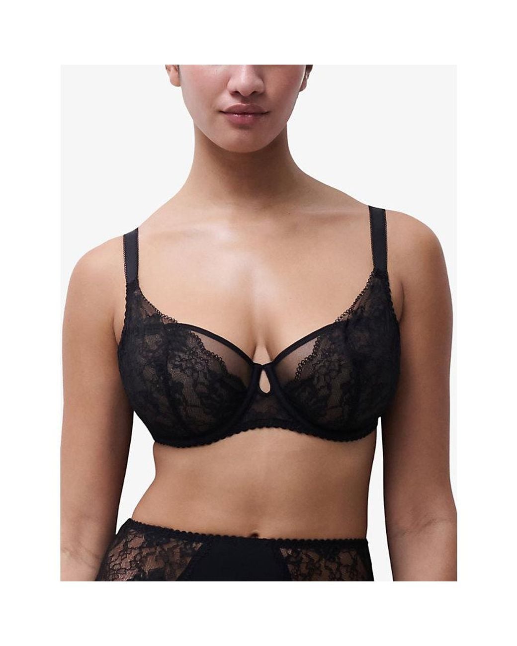 Chantelle Black Lace Half-Cup Bra