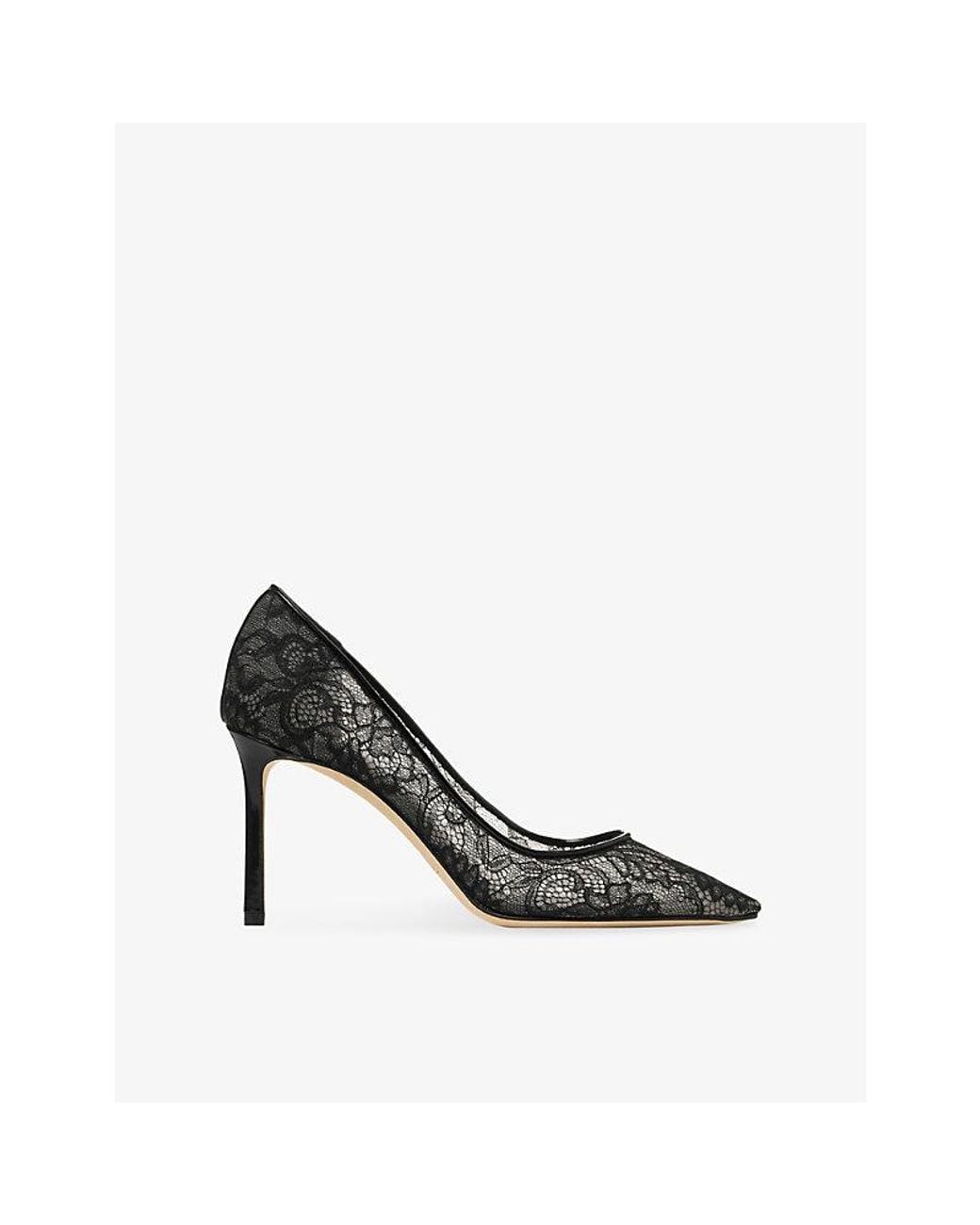 Jimmy Choo Black Romy 85 Lace Pumps