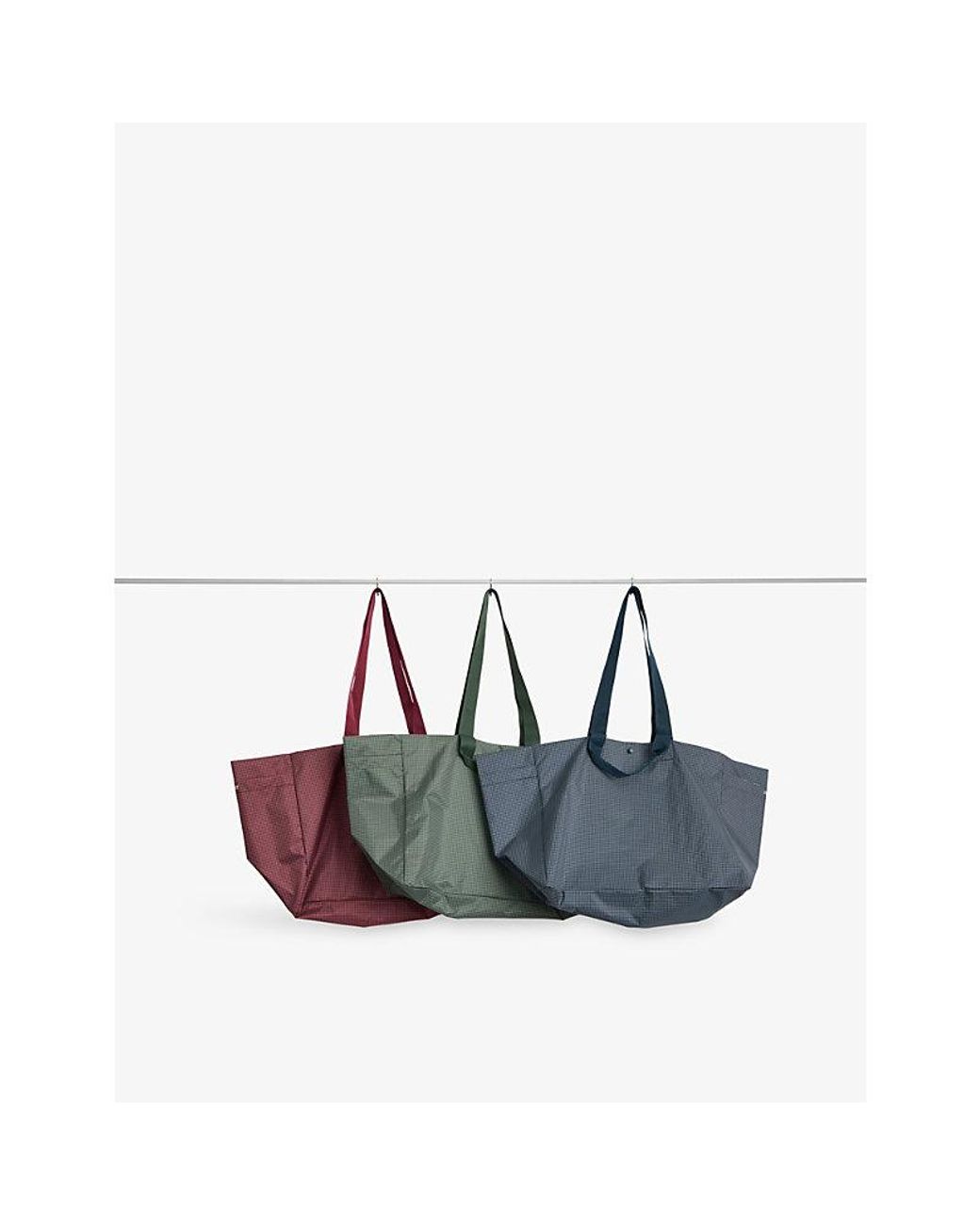 Hay Blue Grid Medium Weekend Woven Tote Bag